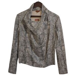 Scully Zip Drape Cross Over Snakeskin Print Jacket Size S NWT